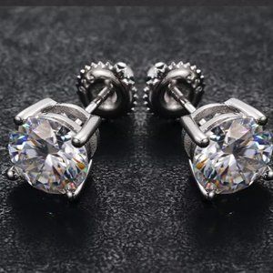 925 Sterling Silver VVS Moissanite Diamond Women Stud Earrings
